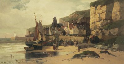 Fishing Village, Normandy, 1889 by Jules G Bahieu